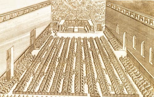 17世紀初頭のドゥカーレ宮殿の大評議場での貴族たちの政治　利用条件はウェブサイトで確認